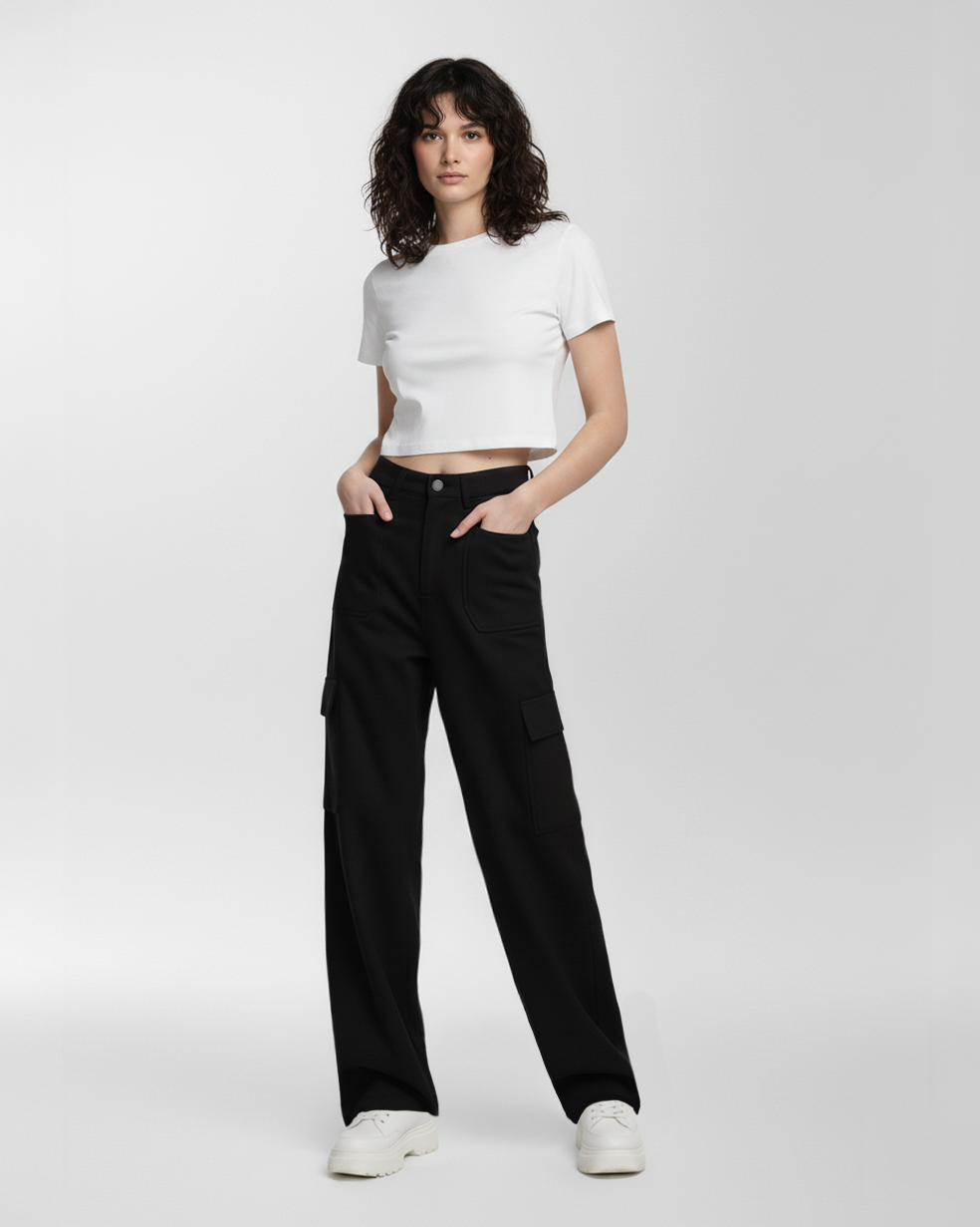 The Carla High Waist Cotton Cargo Pants With Pockets