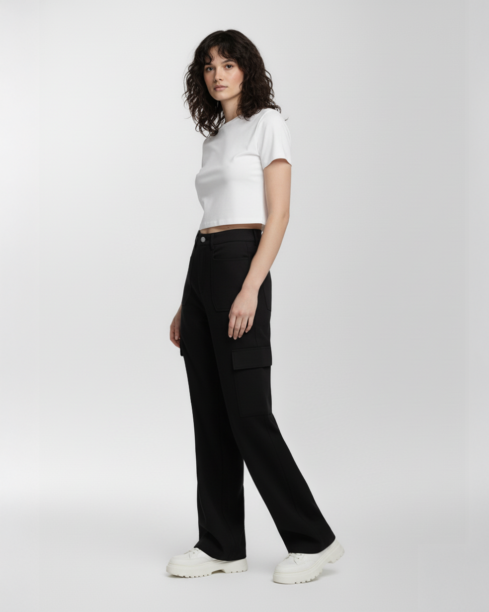 The Carla High Waist Cotton Cargo Pants With Pockets