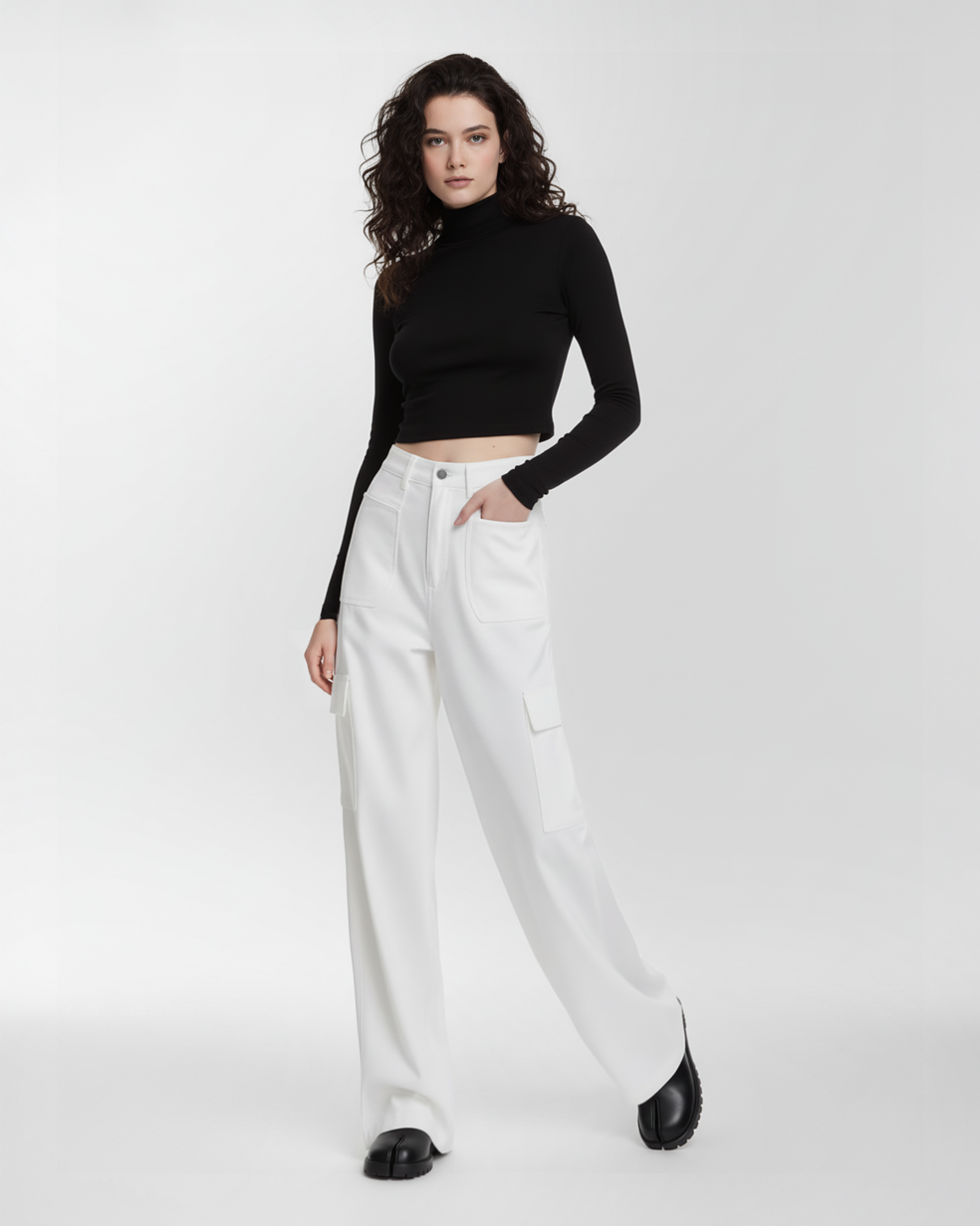 The Carla High Waist Cotton Cargo Pants With Pockets