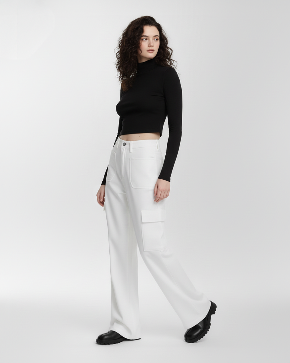 The Carla High Waist Cotton Cargo Pants With Pockets