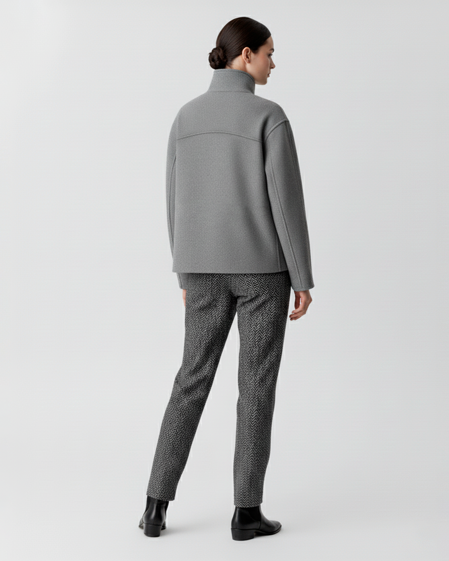 The Sarah Funnel Neck Wool Cropped Jacket