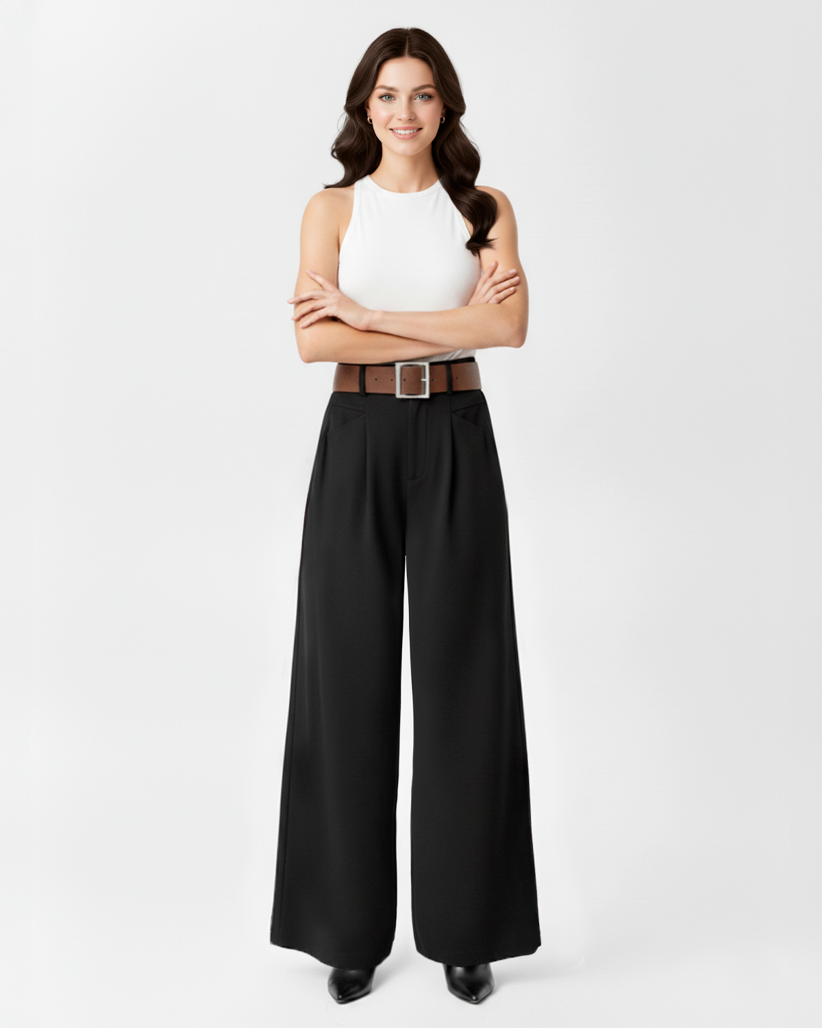 The Sarah High-Waist Pleated Wide Leg Pants