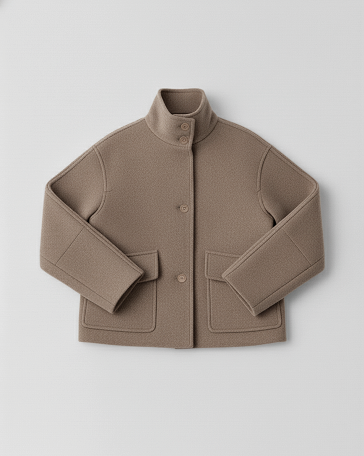 The Sarah Funnel Neck Wool Cropped Jacket